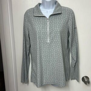 Woman’s Columbia 1/4 zipper jacket Gray and white geometric design Sz L